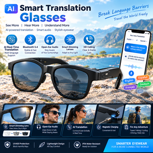 AI Smart Glasses 5.4 Open Ear Audio Dimming Sunglasses