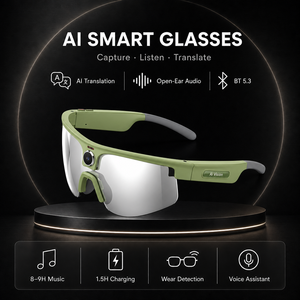 AI Translation, AI Conversation, Music Player, Call Answering, BT 5.3, WiFi 4, Dual Microphone, Cycling Smart Glasses